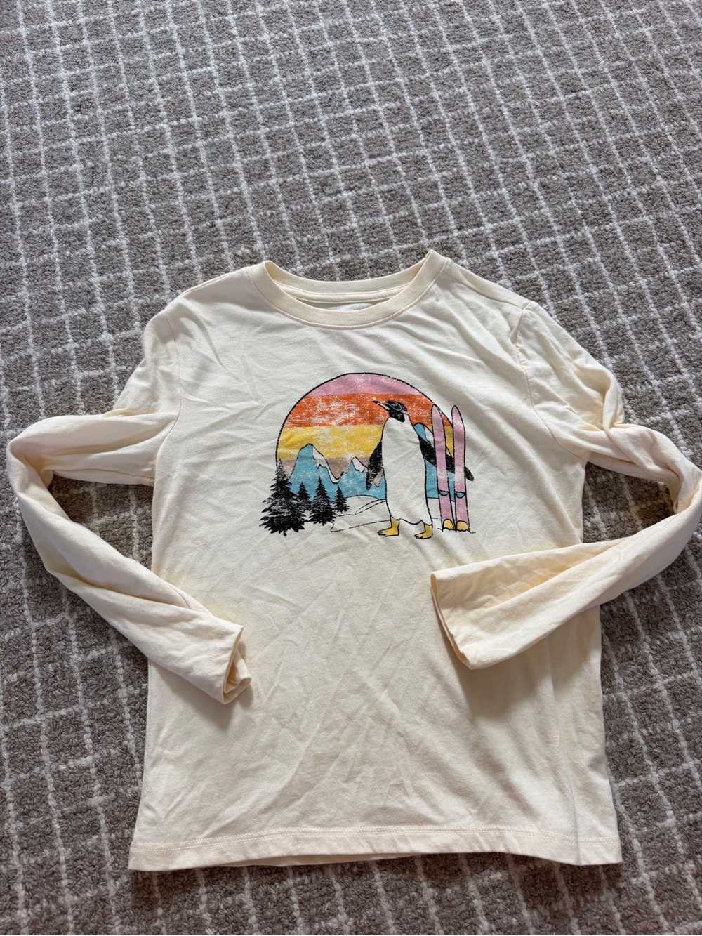 Cat & Jack Cream Graphic Long Sleeve Tee with Pink, Orange and Blue Accents